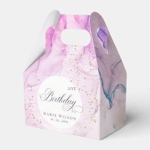 Abstract Pastel Purple Blue Teal  Any Age Birthday Favour Box