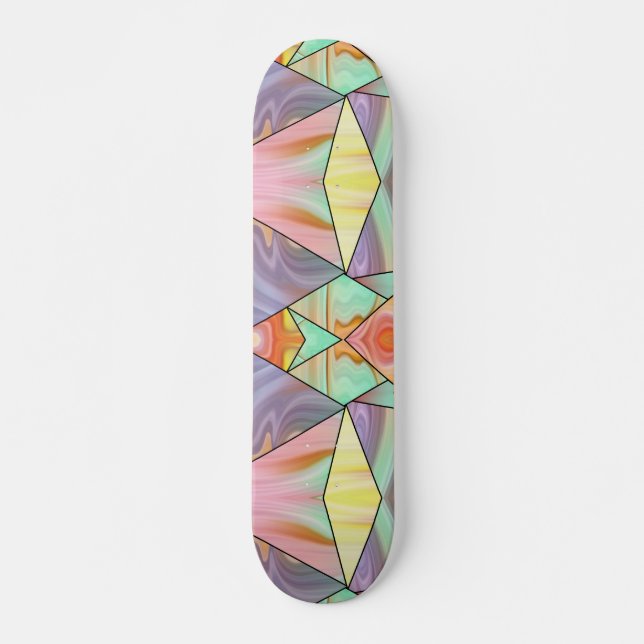 Abstract Pastel Stained Liquid Marble Geometric Skateboard (Front)