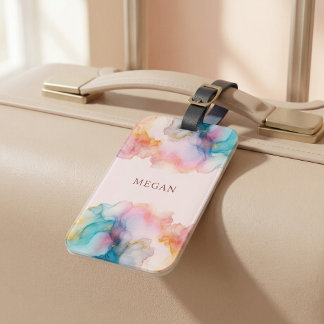 Abstract Pastel Stylish Alcohol Ink  Luggage Tag