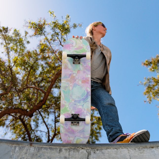 Abstract Pastel Summer Waves Swirls Art Pattern Skateboard (Outdoor 1)