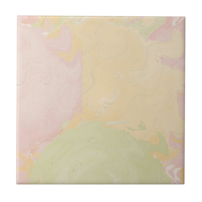 Abstract Pastel Swirl Beige Ceramic Tile (Front)