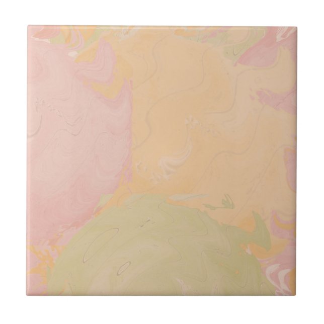 Abstract Pastel Swirl Peach Ceramic Tile (Front)