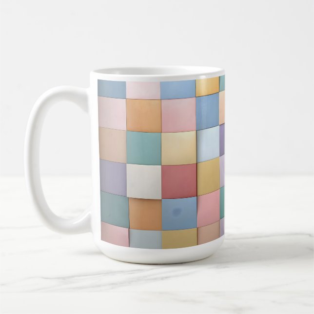 Abstract Pastel Tile Wall Pattern Coffee Mug (Left)