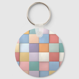 Abstract Pastel Tile Wall Pattern Key Ring