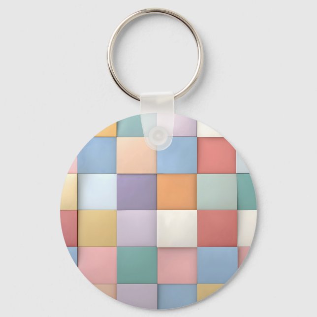 Abstract Pastel Tile Wall Pattern Key Ring (Front)