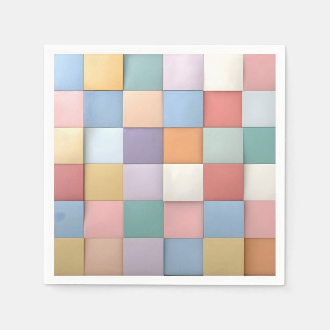 Abstract Pastel Tile Wall Pattern Napkin (Front)