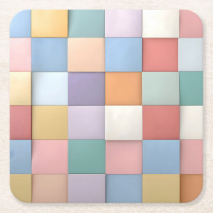 Abstract Pastel Tile Wall Pattern Square Paper Coaster