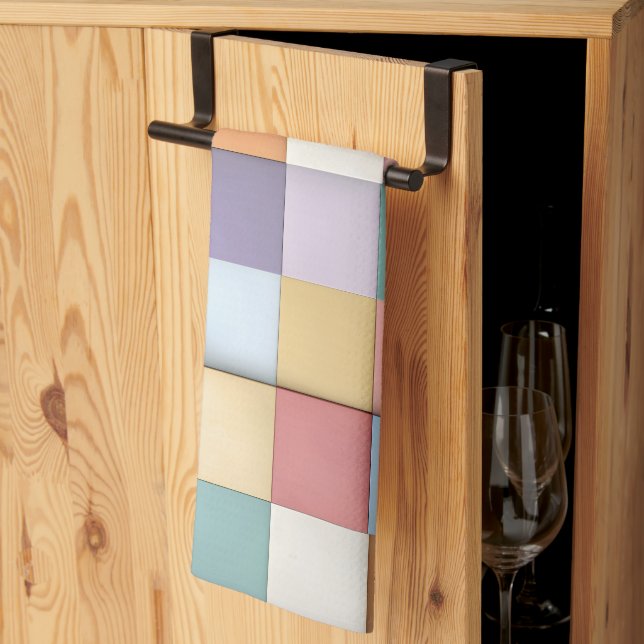 Abstract Pastel Tile Wall Pattern Tea Towel (Thirds Fold)