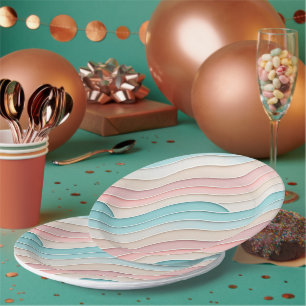 Abstract Pastel Waves – Elegant Modern Pattern Paper Plate