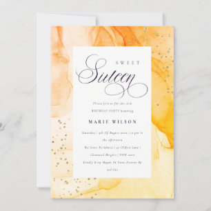 Abstract Pastel Yellow Orange Sweet 16 Birthday Invitation
