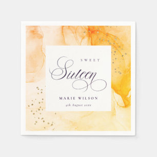 Abstract Pastel Yellow Orange Sweet 16 Birthday Napkin