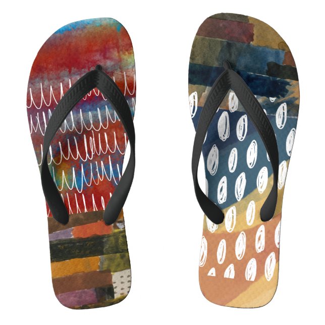 Abstract Patchwork  Flip Flops (Footbed)