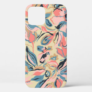 Abstract patchwork: geometric floral cream. iPhone 12 case