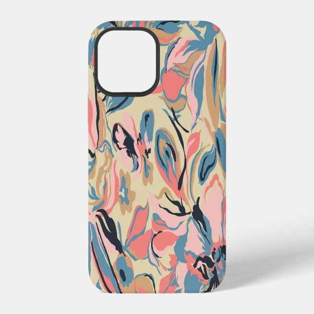 Abstract patchwork: geometric floral cream. iPhone case (Back)