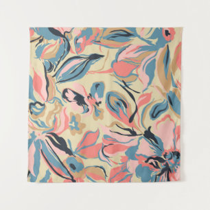 Abstract patchwork: geometric floral cream. tapestry