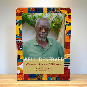 Abstract Patchwork Retirement Gift for Black Dad Photo Block