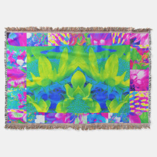 Abstract Patchwork Sunflower Garden Collage Throw Blanket