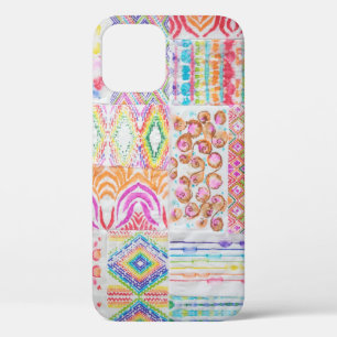Abstract patchwork, watercolor tie dye pattern. iPhone 12 case