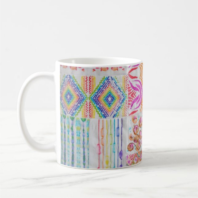 Abstract patchwork, watercolor tie dye pattern. coffee mug (Left)