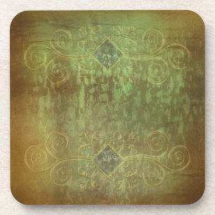 Abstract patina copper and green by Renee Coaster