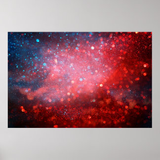 Abstract patriotic red and blue glitter poster