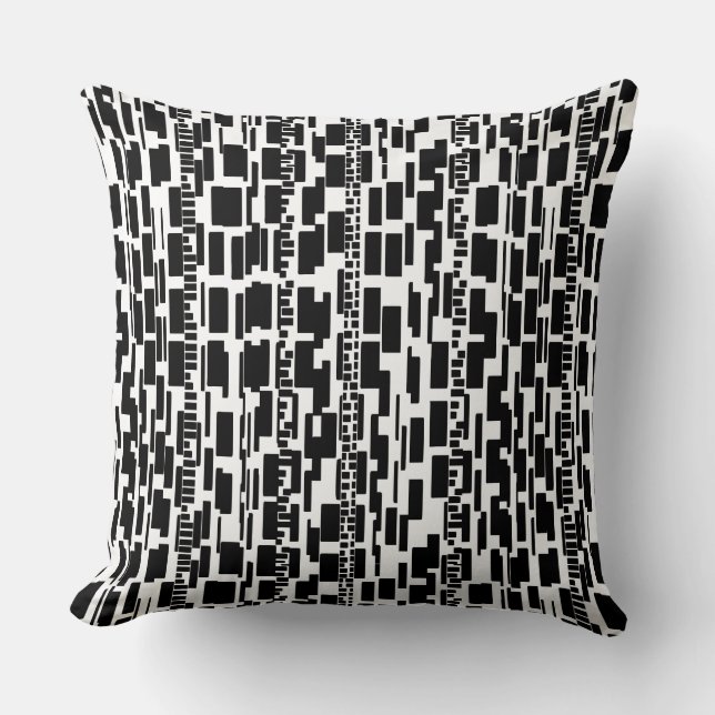 Abstract Pattern 090615 - Black on White Cushion (Front)