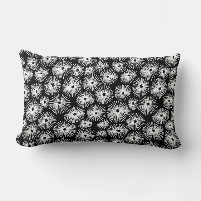Abstract Pattern 101115 - White on Black Lumbar Cushion (Front)