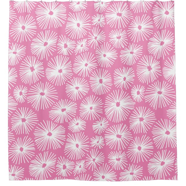 Abstract Pattern 101115 - White on Pink ef84b4 Shower Curtain (Front)