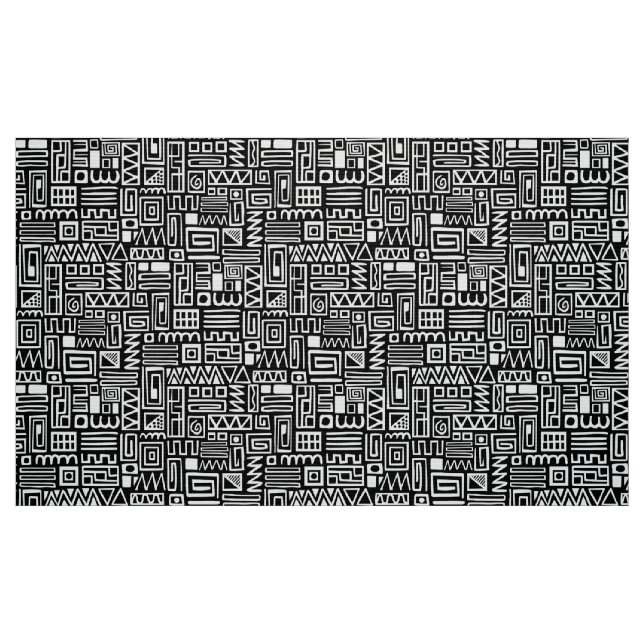 Abstract Pattern 110122 - White on Black Fabric (Fat Quarter)