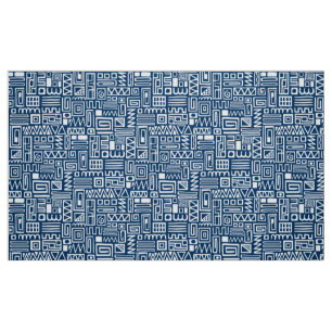 Abstract Pattern 110122 - White on Indigo Blue Fabric