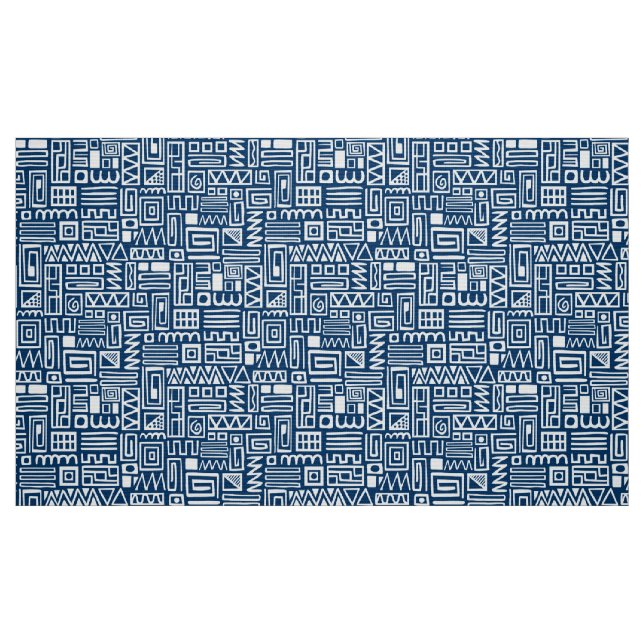 Abstract Pattern 110122 - White on Indigo Blue Fabric (Fat Quarter)