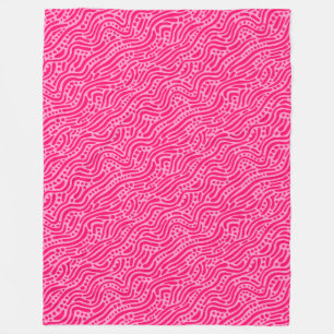 Abstract Pattern 110523 - Neon Red and Pink Fleece Blanket