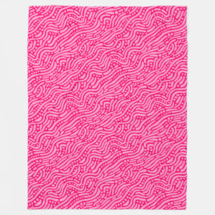 Abstract Pattern 110523 - Pink and Neon Red Fleece Blanket