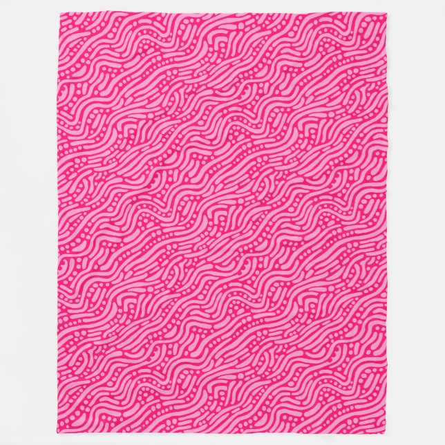 Abstract Pattern 110523 - Pink and Neon Red Fleece Blanket (Front)