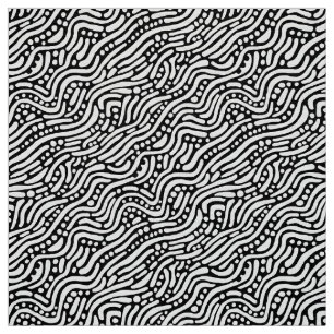 Abstract Pattern 110523 - White on Black Fabric