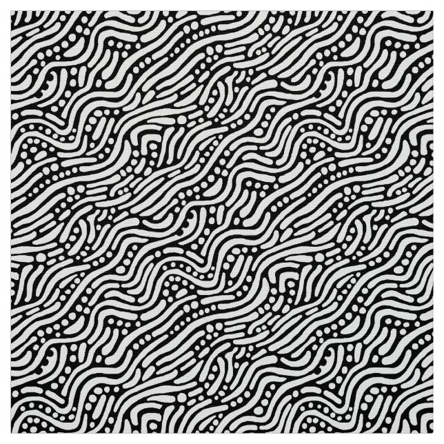 Abstract Pattern 110523 - White on Black Fabric (Swatch)