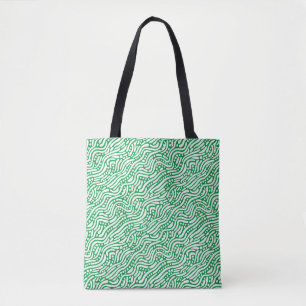Abstract Pattern 110523 - White on Kelly Green Tote Bag