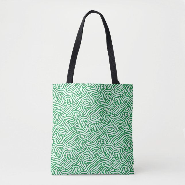 Abstract Pattern 110523 - White on Kelly Green Tote Bag (Front)