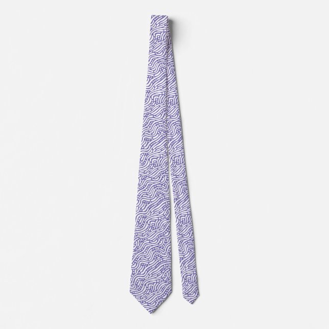 Abstract Pattern 110523 - White on Periwinkle Tie (Front)