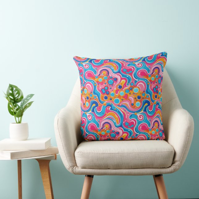 Abstract pattern 1194 with fluid art -Throw Pillow (Chair)