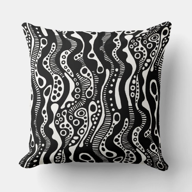 Abstract Pattern 130621 - Black on White Cushion (Front)