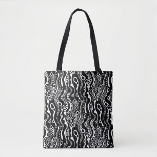 Abstract Pattern 130621 - Black on White Tote Bag