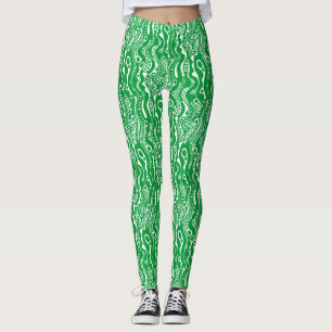 Abstract Pattern 130621 - Grass Green on White Leggings