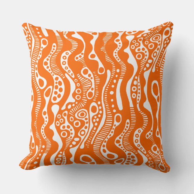 Abstract Pattern 130621 - Orange an White Cushion (Front)