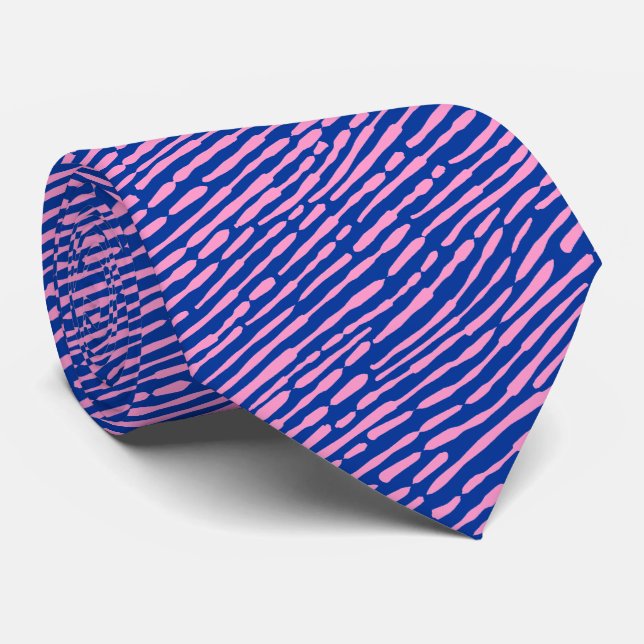Abstract Pattern 140523 - Pink and Navy Blue Tie (Rolled)