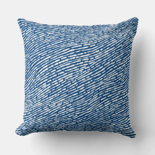 Abstract Pattern 140523 - White on Shibori Blue Cushion