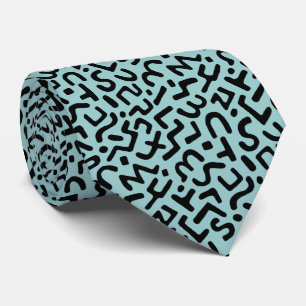 Abstract Pattern 170822 - Black on Lt Blue Green Tie