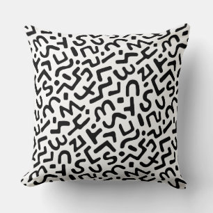 Abstract Pattern 170822 - Black on White Cushion