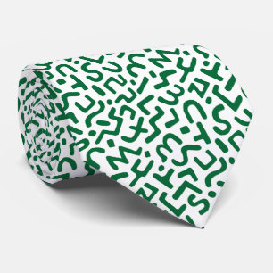 Abstract Pattern 170822 - Forest Green on White Tie