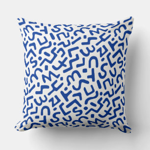 Abstract Pattern 170822 - Navy Blue on White Cushion